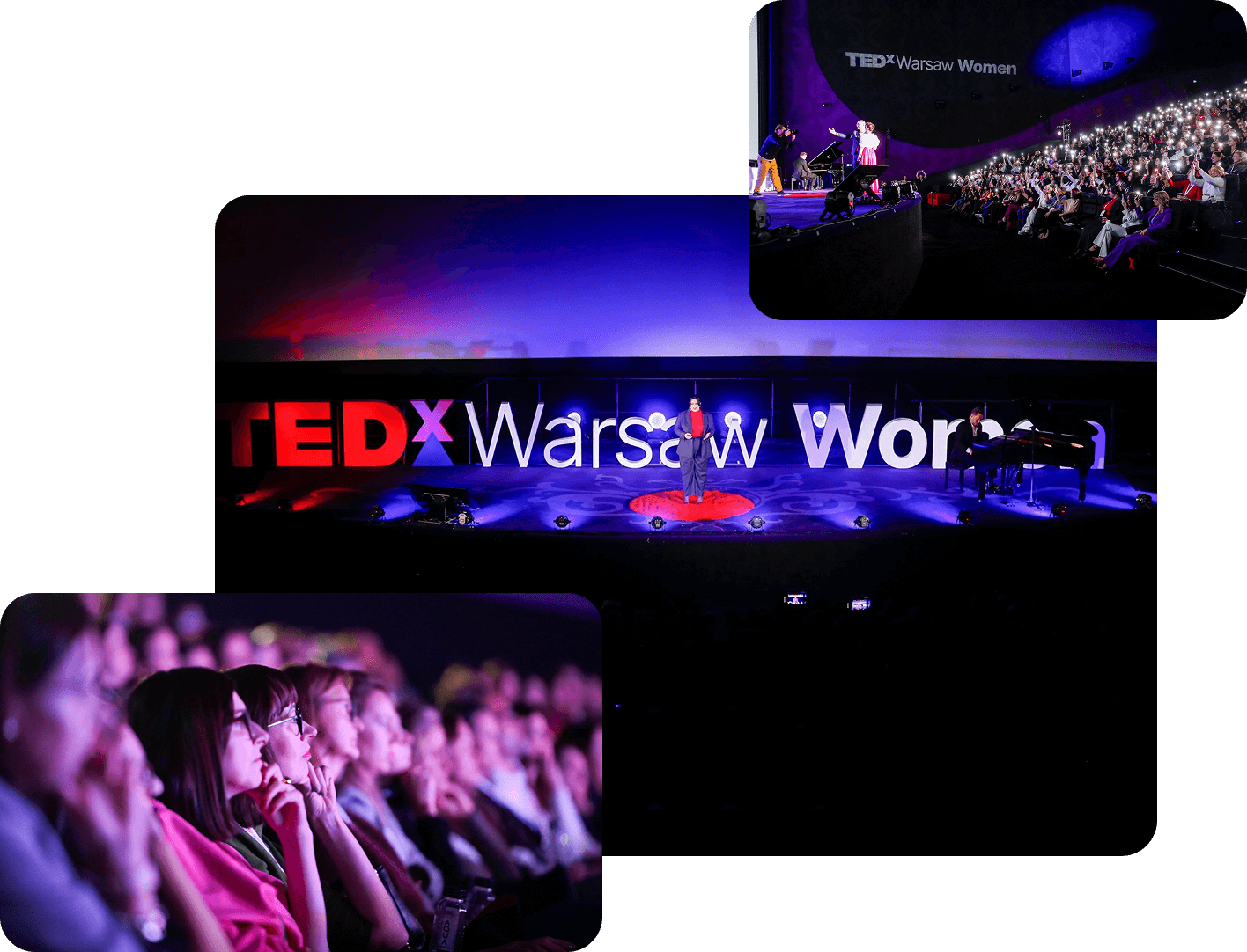 Kolaż zdjęć z konferencji TEDx Warsaw Women